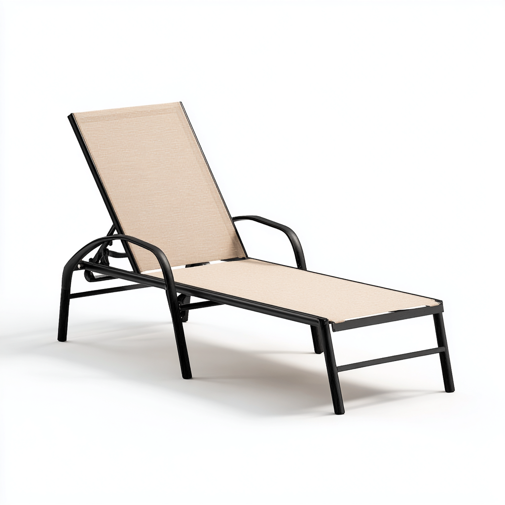 Tumbona de jardín - metal-textilene - 187x60x95 cm - beige - estilo moderno-Domainovae