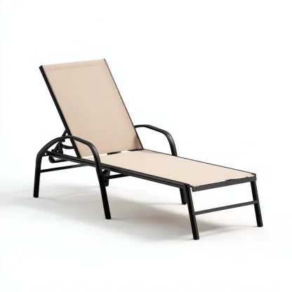 Tumbona de jardín - metal-textilene - 187x60x95 cm - beige - estilo moderno-Domainovae