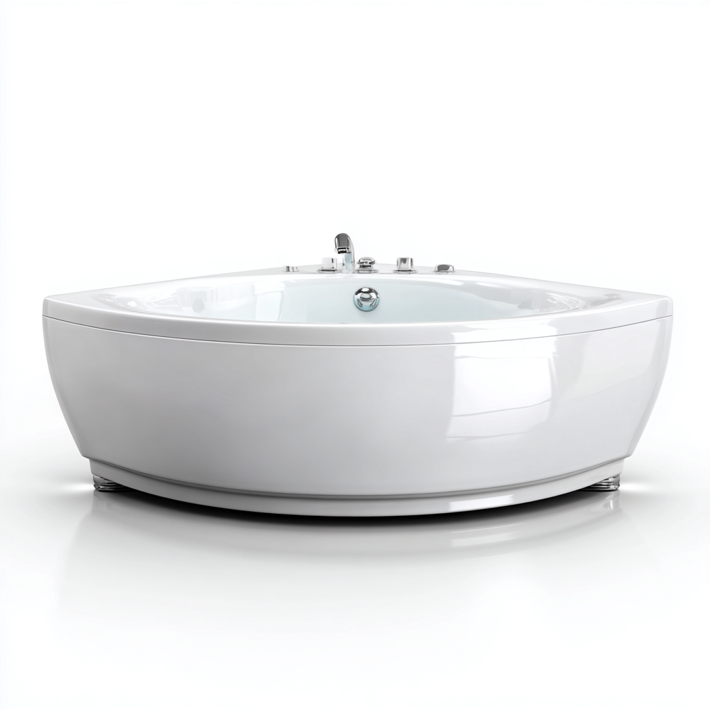 Bañera de hidromasaje - acrílico - 150x150x65 cm - blanco - diseño moderno para 2 personas con sistema de masaje y grifería cromada-Domainovae