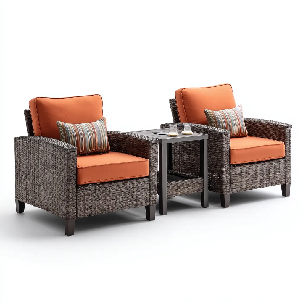 Sofás de jardín - ratán sintético - 72x68x90 cm - naranja-gris-marrón - diseño moderno-Domainovae