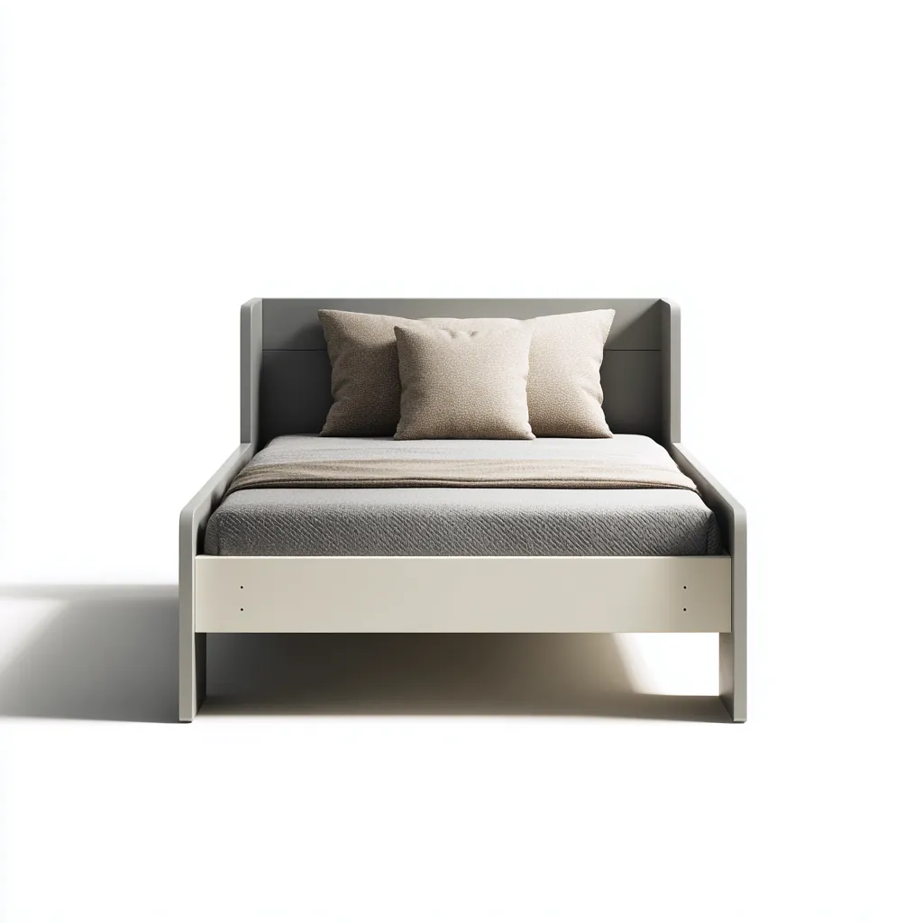 Cama infantil - madera - 160x90x80 cm - gris claro - diseño moderno-Domainovae