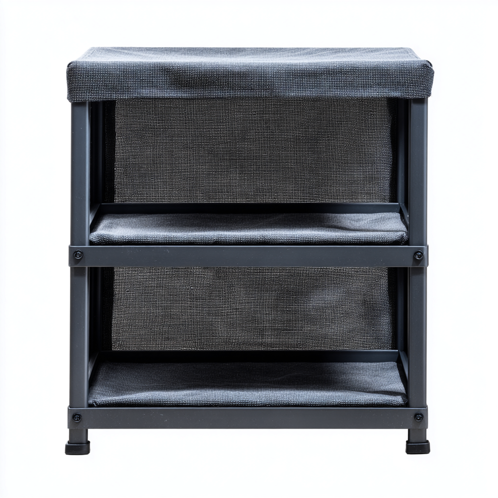 Zapatero estantería - Metal y tela - 45x30x60 cm - Gris - Estilo minimalista-Domainovae