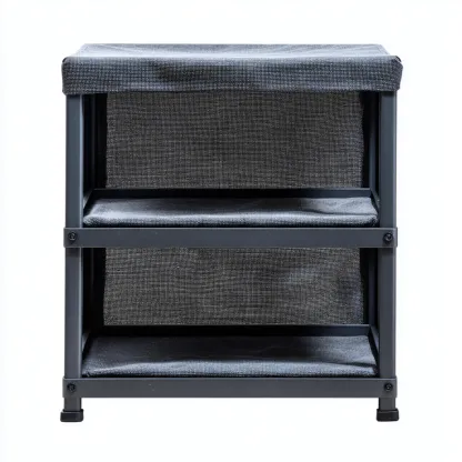 Zapatero estantería - Metal y tela - 45x30x60 cm - Gris - Estilo minimalista-Domainovae