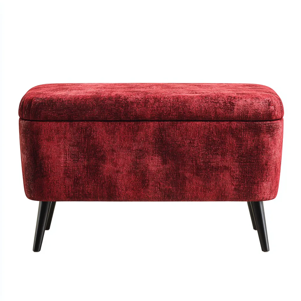 Banco de dormitorio - tela-metal - 100x40x45 cm - rojo - estilo moderno-Domainovae