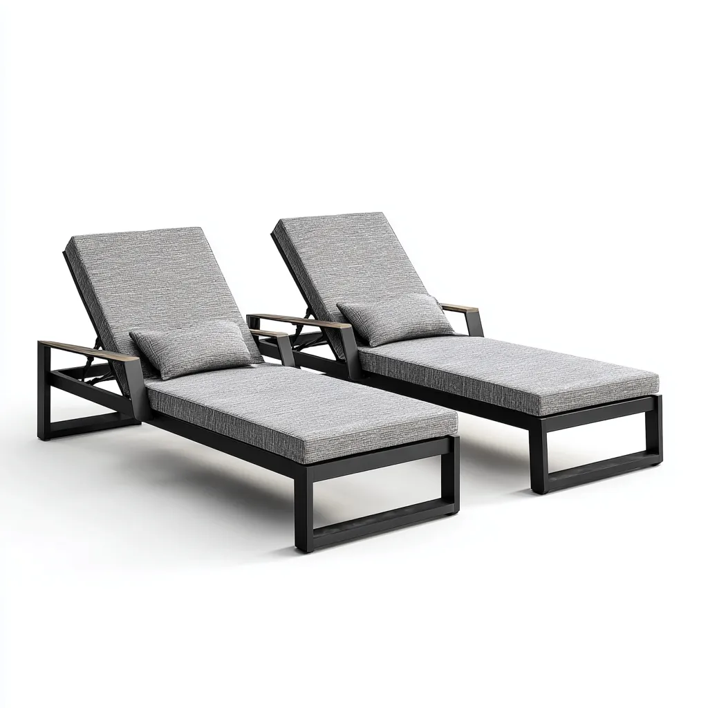 Tumbonas de jardín - aluminio-textileno - 200x75x85 cm - gris-negro - diseño contemporáneo reclinable para exterior-Domainovae