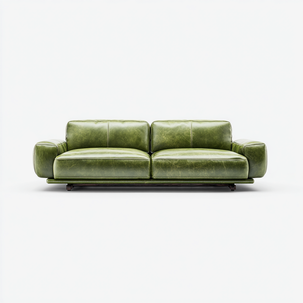 Sofá de 2 plazas piel auténtica 180x95x82 cm - verde - diseño moderno-Domainovae