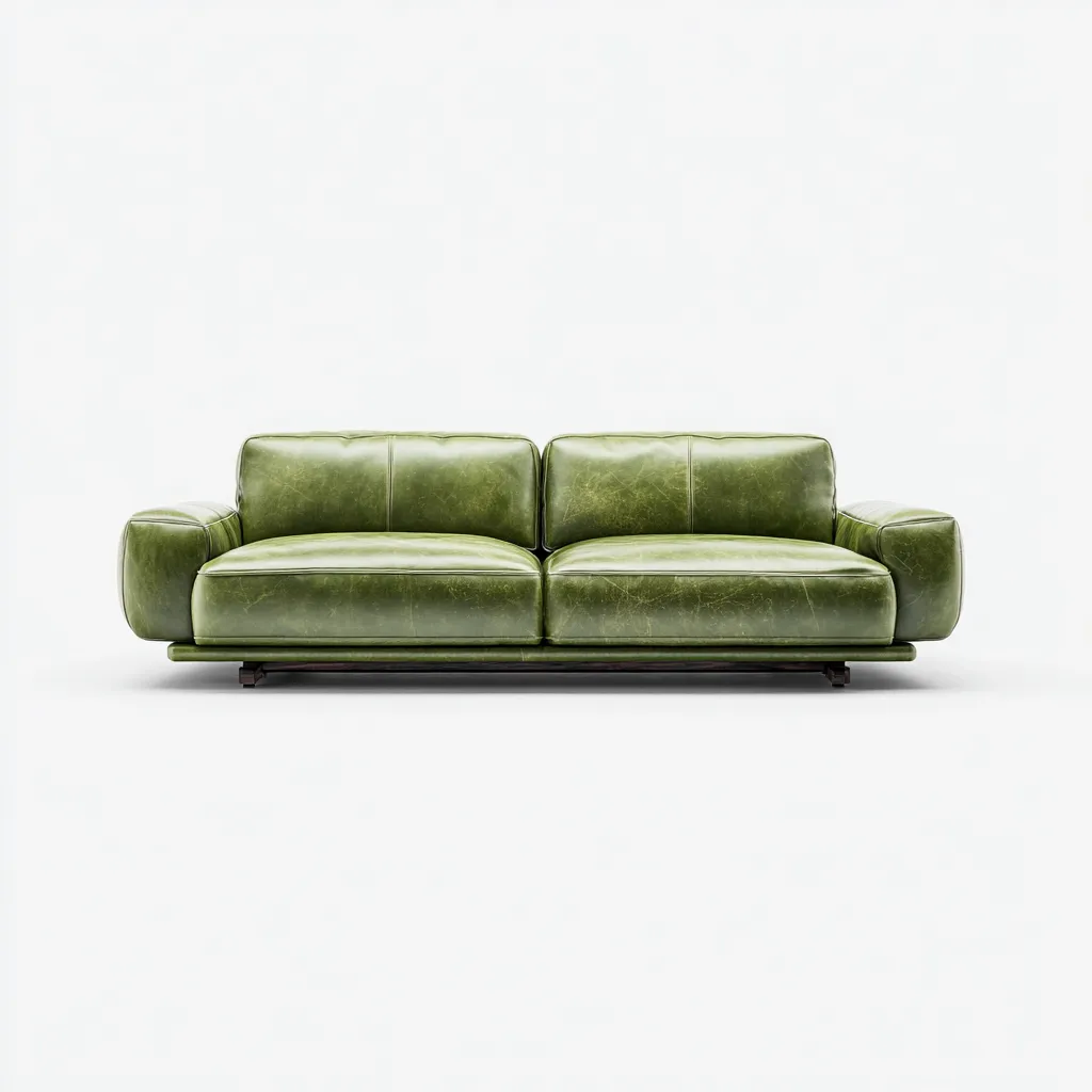Sofá de 2 plazas piel auténtica 180x95x82 cm - verde - diseño moderno-Domainovae