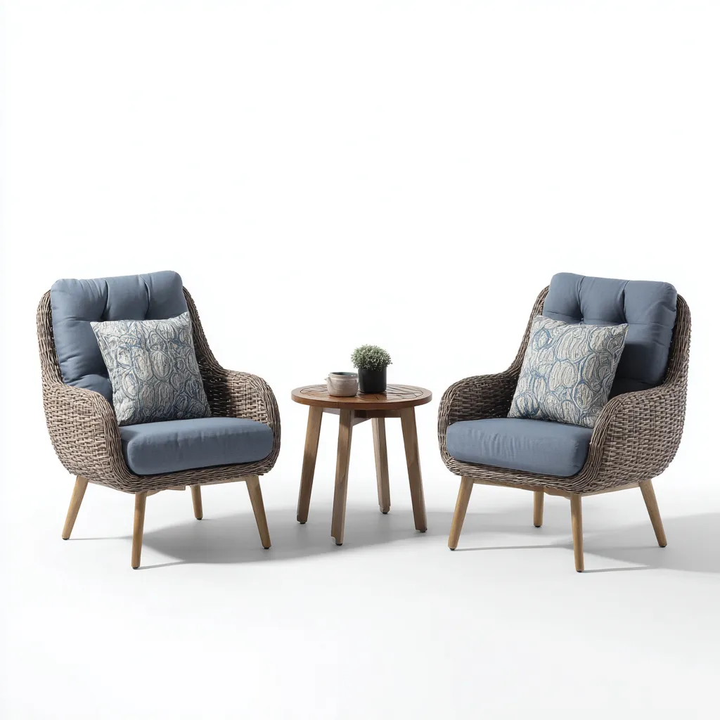 Sofás de jardín - ratán sintético - 70x68x90 cm - marrón-azul - estilo moderno-Domainovae