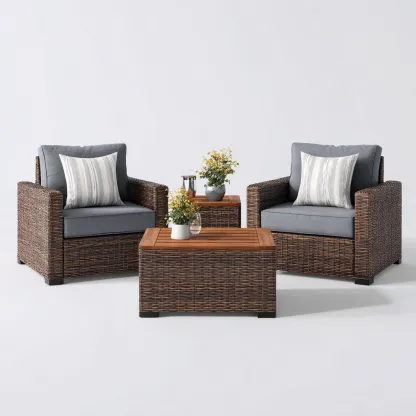 Sofás de jardín - ratán sintético - 80x80x75 cm - marrón-gris - estilo moderno-Domainovae