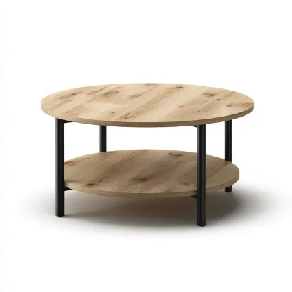 Mesa de centro - madera-metal - 75x45 cm - madera natural-negro - diseño moderno-Domainovae