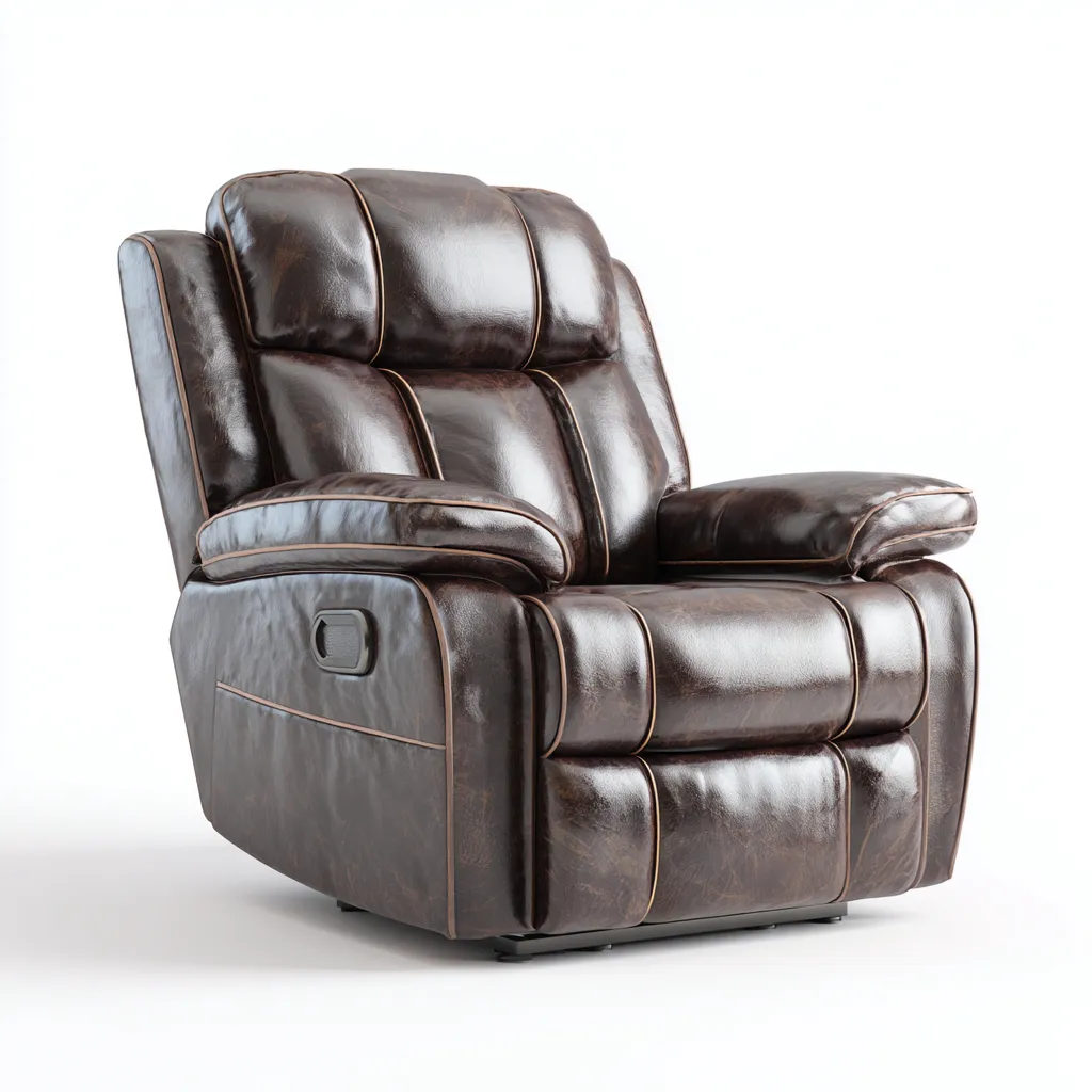 Sillón reclinable - cuero sintético - 95x100x105 cm - marrón oscuro - diseño acolchado-Domainovae