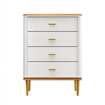 Cómoda - madera-MDF - 78x41x102 cm - blanco-dorado-roble - estilo moderno-Domainovae