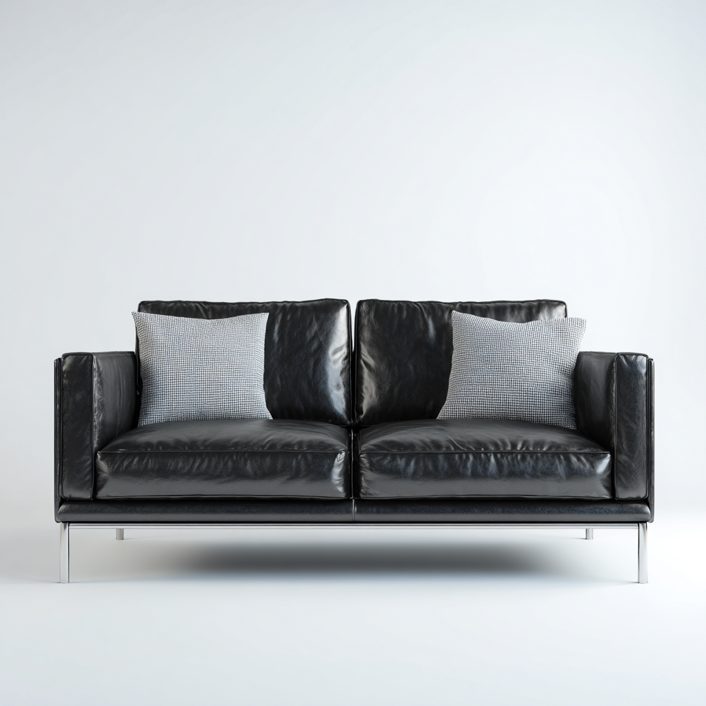 Sofá de 2 plazas piel auténtica 168x90x83 cm - negro - diseño moderno-Domainovae