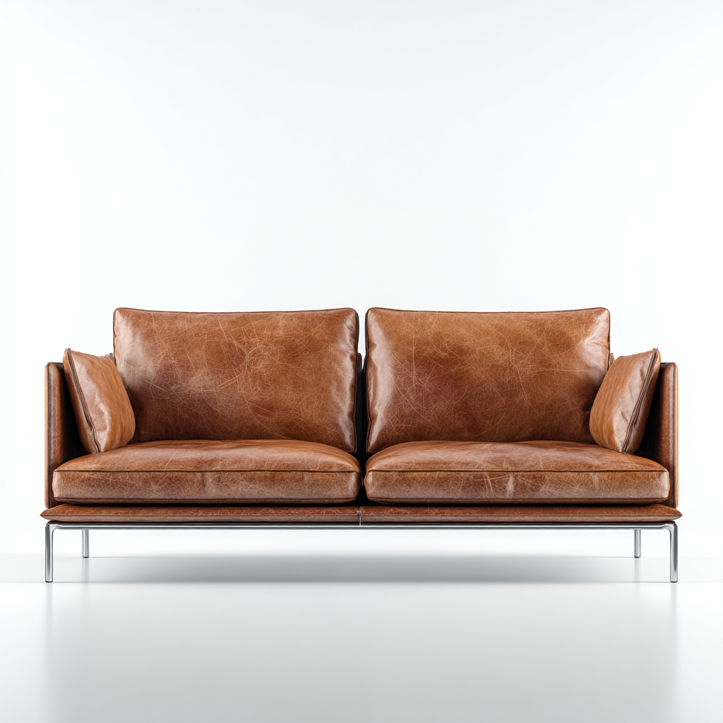 Sofá de 2 plazas piel auténtica 168x90x84 cm - marrón - diseño contemporáneo-Domainovae