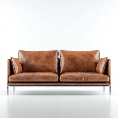 Sofá de 2 plazas piel auténtica 168x90x84 cm - marrón - diseño contemporáneo-Domainovae