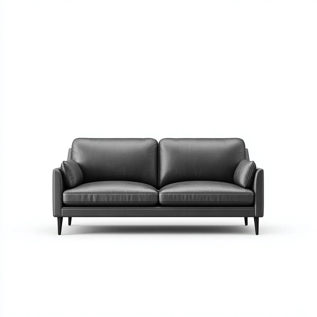 Sofá de 2 plazas - cuero auténtico - 170x83x86 cm - gris oscuro - diseño moderno-Domainovae