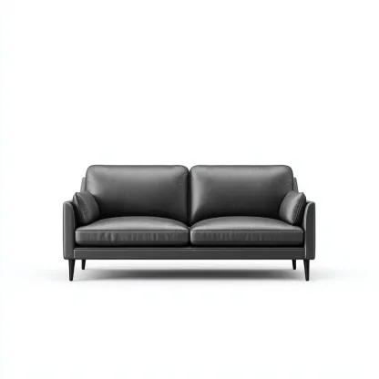 Sofá de 2 plazas - cuero auténtico - 170x83x86 cm - gris oscuro - diseño moderno-Domainovae