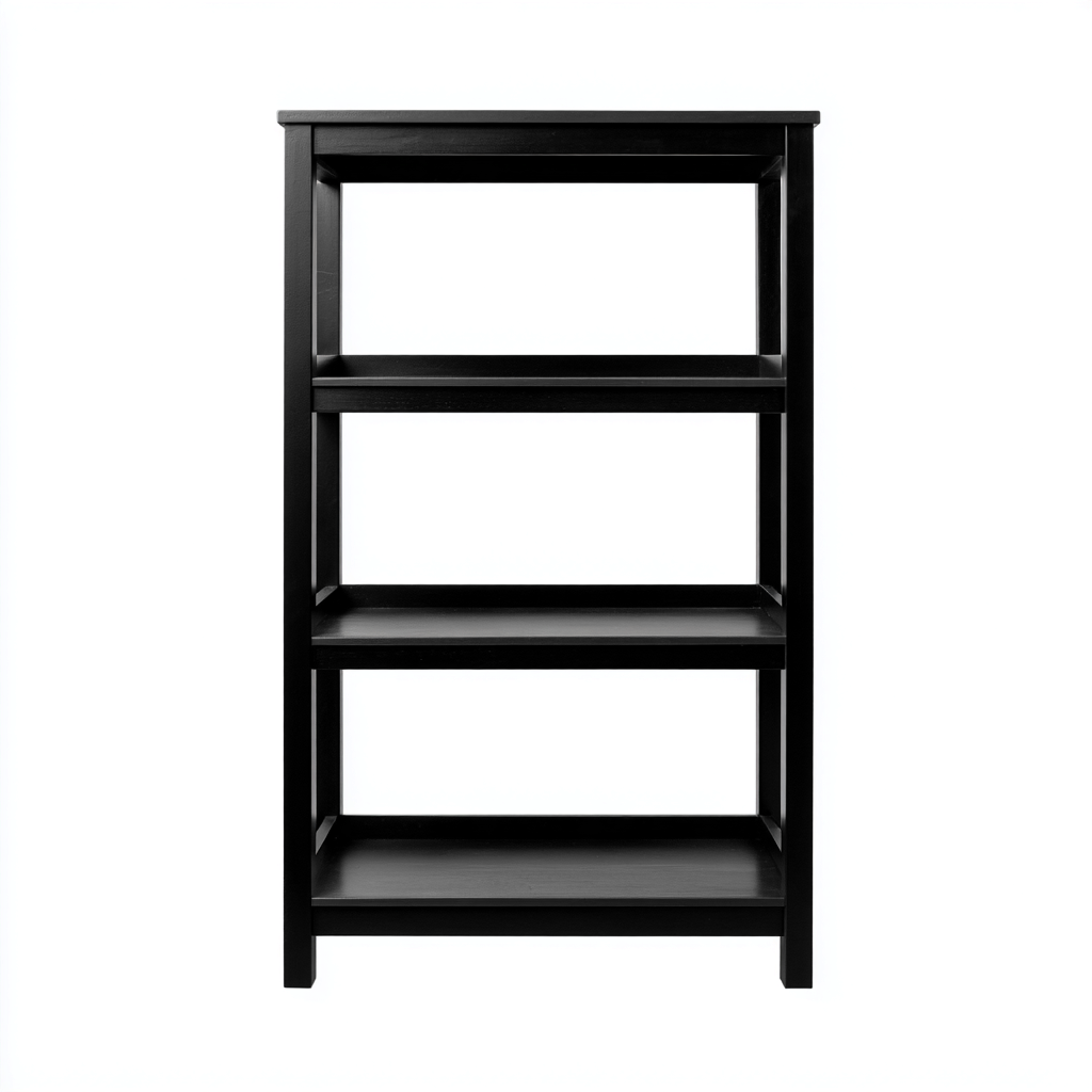 Zapatero de madera 80x30x120 cm - negro - diseño abierto moderno-Domainovae