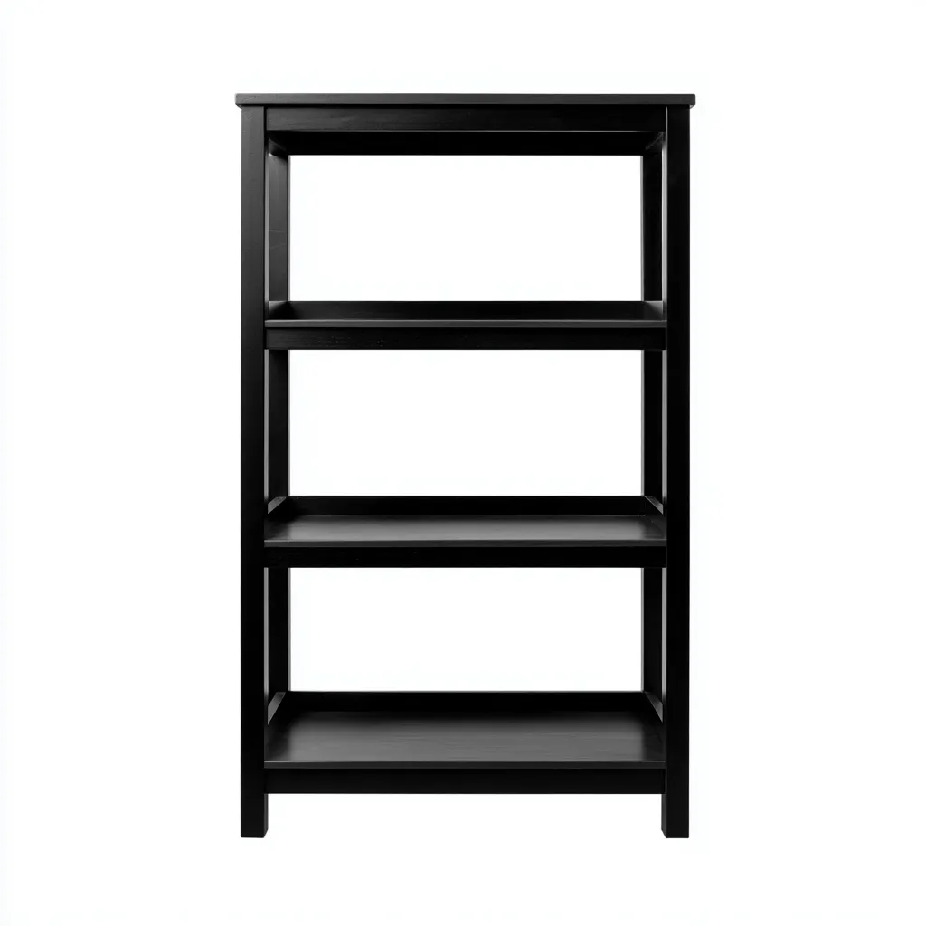 Zapatero de madera 80x30x120 cm - negro - diseño abierto moderno-Domainovae