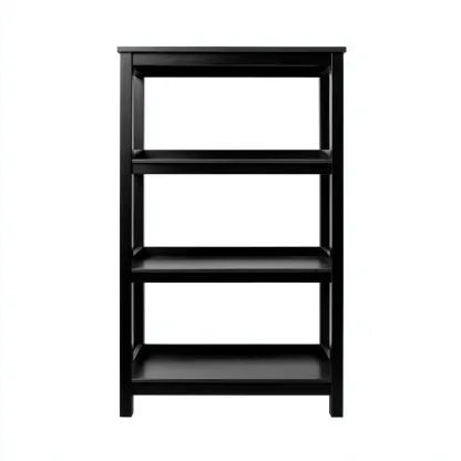 Zapatero de madera 80x30x120 cm - negro - diseño abierto moderno-Domainovae