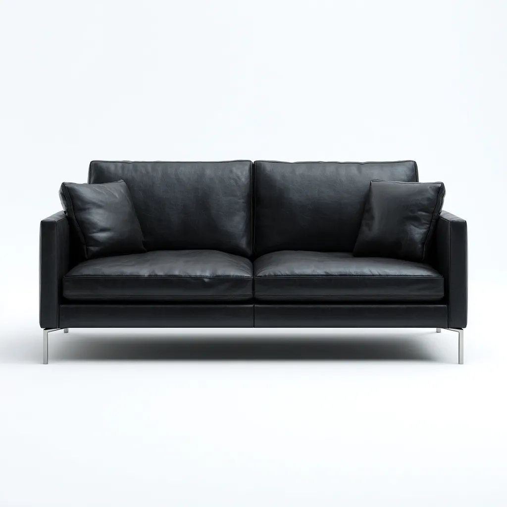 Sofá de 2 plazas piel auténtica 168x90x84 cm - negro - diseño contemporáneo-Domainovae