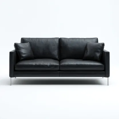 Sofá de 2 plazas piel auténtica 168x90x84 cm - negro - diseño contemporáneo-Domainovae