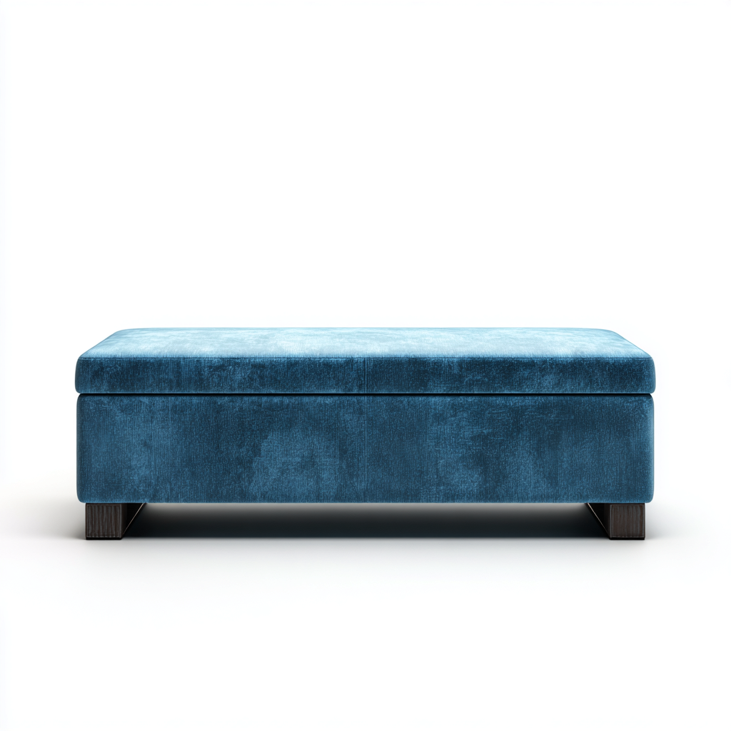 Banco de dormitorio - tapizado-estructura rígida - 120x45x42 cm - azul - estilo moderno-Domainovae