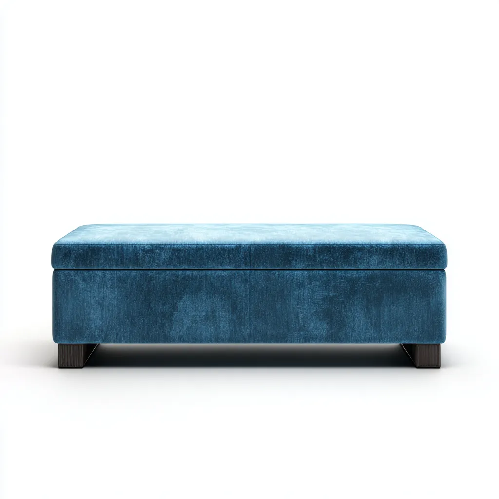 Banco de dormitorio - tapizado-estructura rígida - 120x45x42 cm - azul - estilo moderno-Domainovae