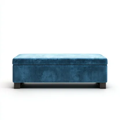 Banco de dormitorio - tapizado-estructura rígida - 120x45x42 cm - azul - estilo moderno-Domainovae