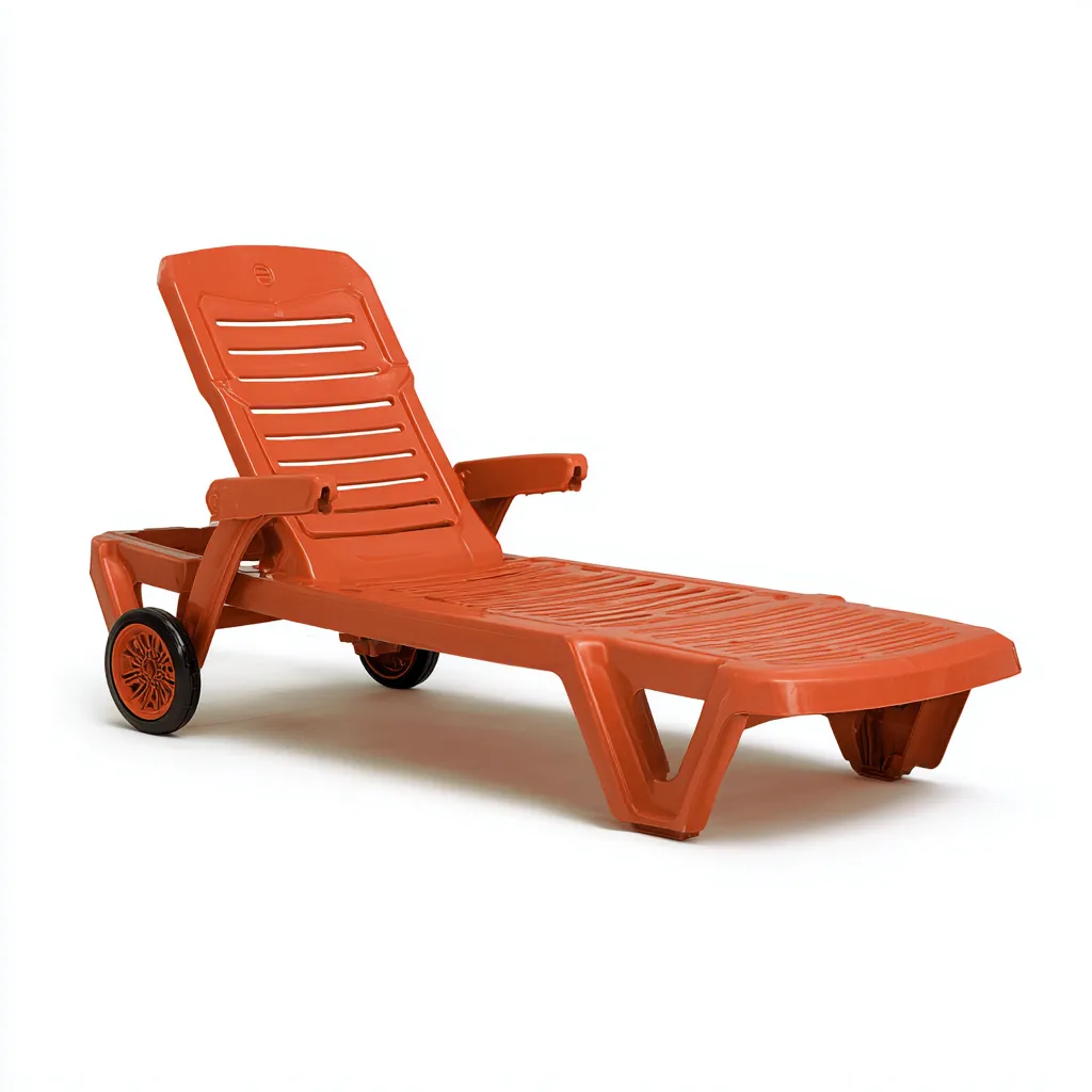 Tumbona de jardín - plástico - 192x72x95 cm - naranja - estilo moderno-Domainovae