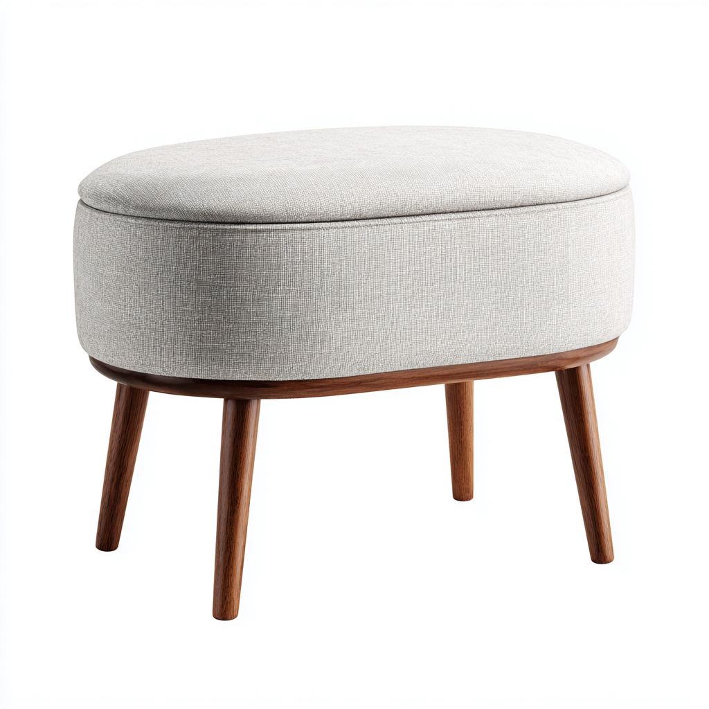 Banco de dormitorio - tela-madera - 60x35x45 cm - gris-marrón - estilo moderno-Domainovae