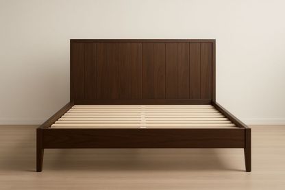 Letto matrimoniale in legno marrone con testiera alta-Jardinmarie