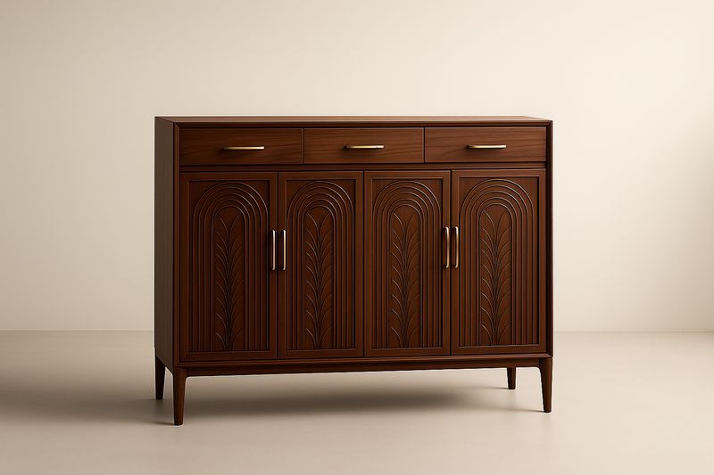 Credenza in Legno di Noce con 3 Cassetti e 4 Ante-Jardinmarie