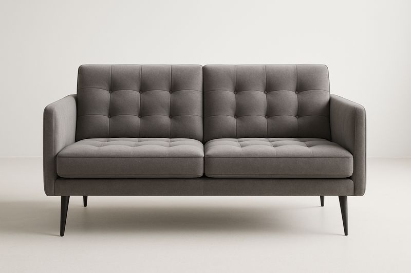 Divano due posti grigio in tessuto e metallo-Jardinmarie