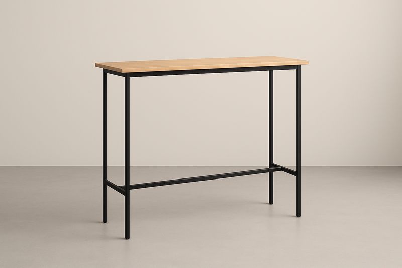 Tavolo rettangolare in MDF e metallo nero 120x40x90 cm-Jardinmarie