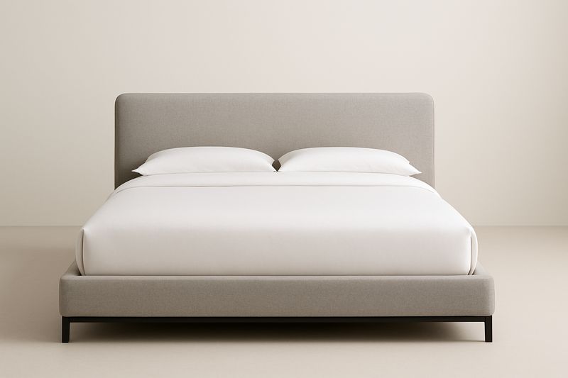 Letto imbottito matrimoniale in legno e metallo grigio 200x160×100 cm-Jardinmarie