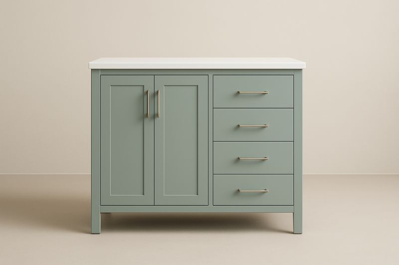 Mobiletto da Bagno Verde con Top Bianco in MDF e Resina 90x80x46cm-Jardinmarie