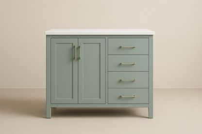 Mobiletto da Bagno Verde con Top Bianco in MDF e Resina 90x80x46cm-Jardinmarie