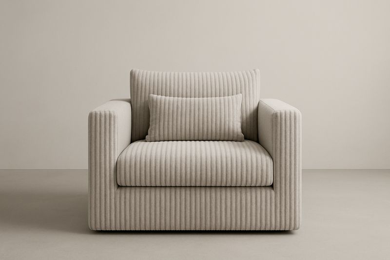 Poltrona in Tessuto a Coste Beige-Jardinmarie