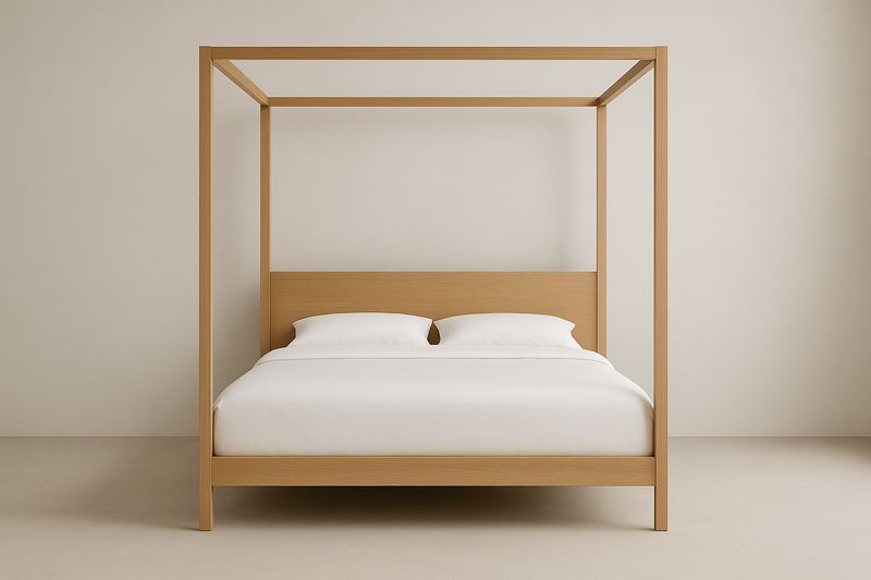 Letto a Baldacchino Legno Naturale Rovere 220x160x200cm-Jardinmarie