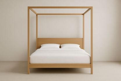 Letto a Baldacchino Legno Naturale Rovere 220x160x200cm-Jardinmarie