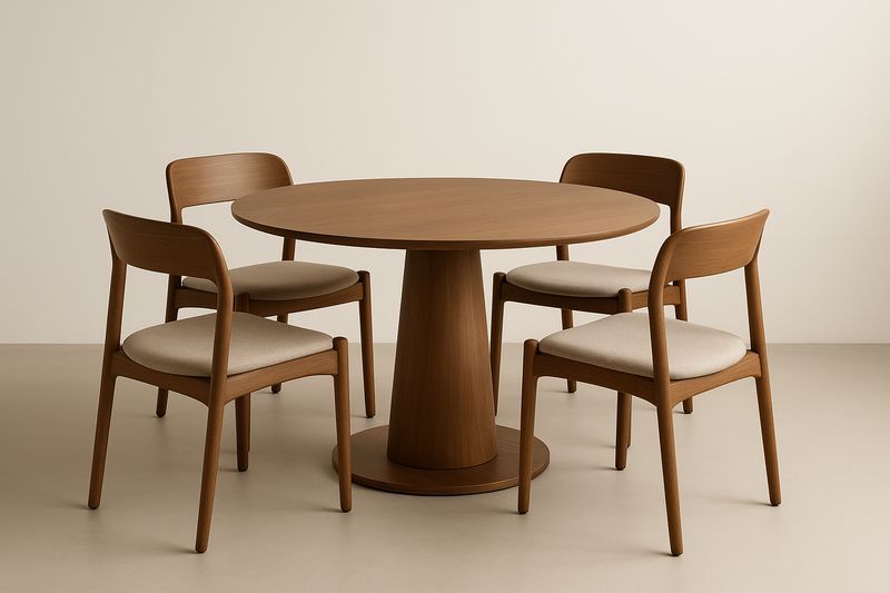 Set tavolo rotondo in legno con 4 sedie-Jardinmarie