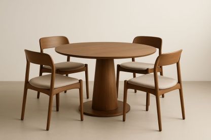 Set tavolo rotondo in legno con 4 sedie-Jardinmarie