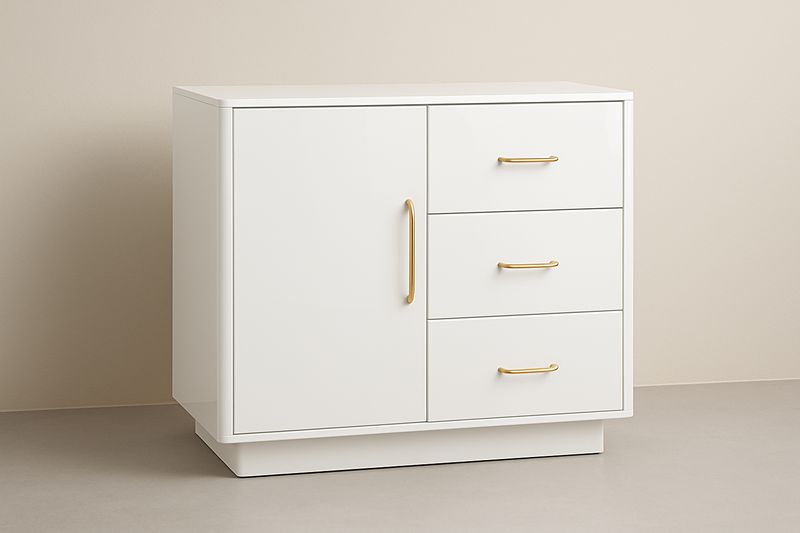 Credenza Moderna in Legno con Dettagli Dorati-Jardinmarie