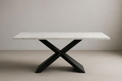 Tavolo rettangolare superficiale marmo base metallo Nero 200x100x75 cm-Jardinmarie