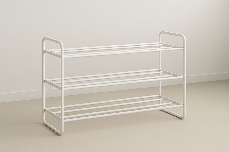 Scarpiera a 3 Ripiani in Metallo Verniciato Bianco-Jardinmarie