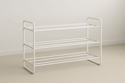 Scarpiera a 3 Ripiani in Metallo Verniciato Bianco-Jardinmarie