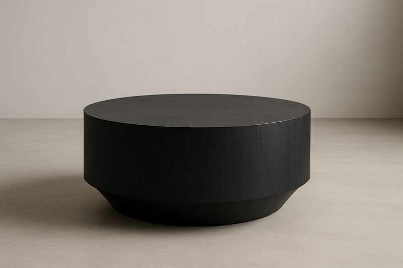 Tavolino Rotondo in Legno Laminato Nero-Jardinmarie