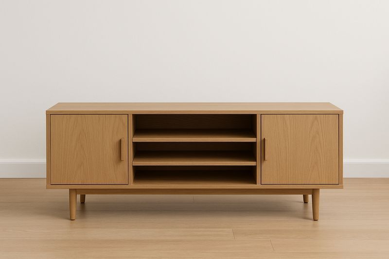 Mobile TV in Legno Massello con Ante e Ripiani 150x40x50 cm-Jardinmarie