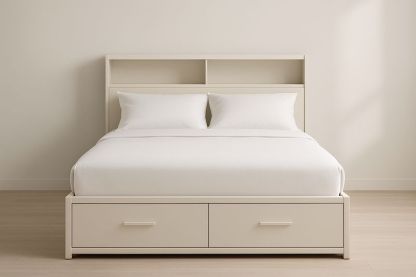 Letto con Contenitore in Legno MDF Bianco 200 cm x 160 cm×100 cm-Jardinmarie